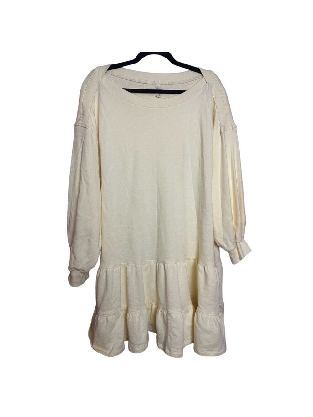 Wishlist Oversized Drop Shoulder Tiered Ruffle Skirt Fleece Sweatshirt Dress